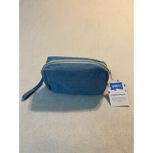 Spritz Blue Denim Zipper Pouch Cosmetic Bag with Detachable Wrist Strap NWT